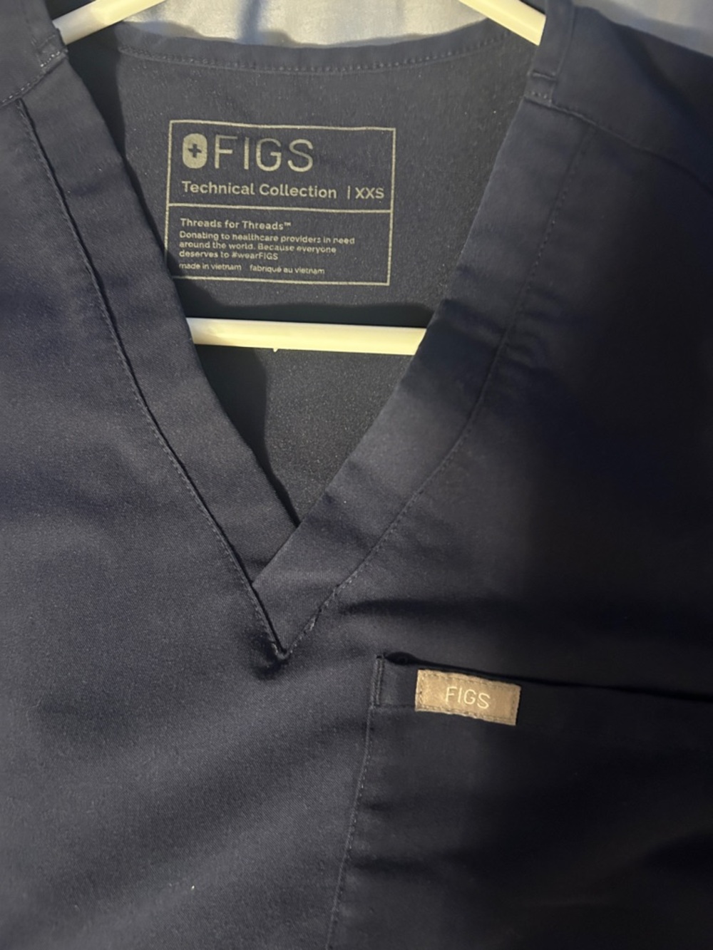 FIGS Navy Technical V-Neck Scrub Top